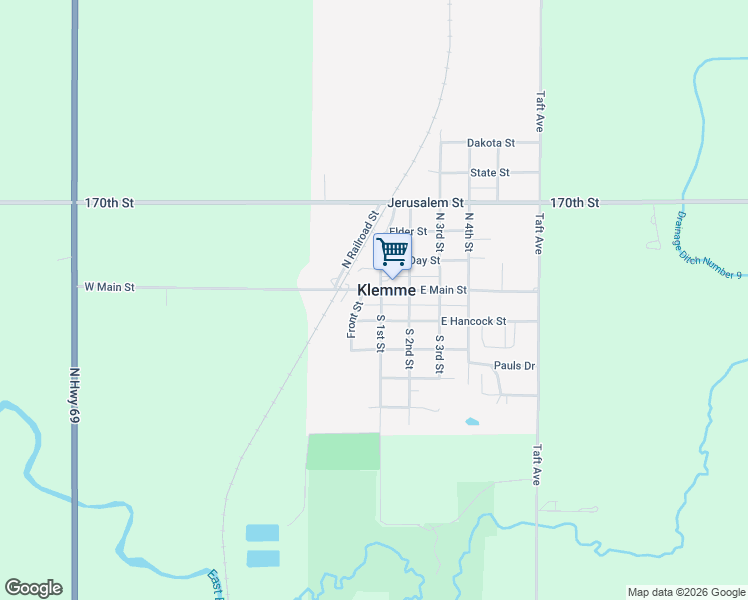 map of restaurants, bars, coffee shops, grocery stores, and more near in Klemme