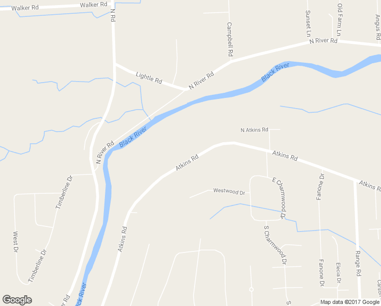 map of restaurants, bars, coffee shops, grocery stores, and more near 4590 Atkins Road in North Street