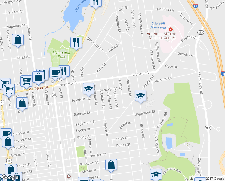 map of restaurants, bars, coffee shops, grocery stores, and more near 171 Carnegie Street in Manchester
