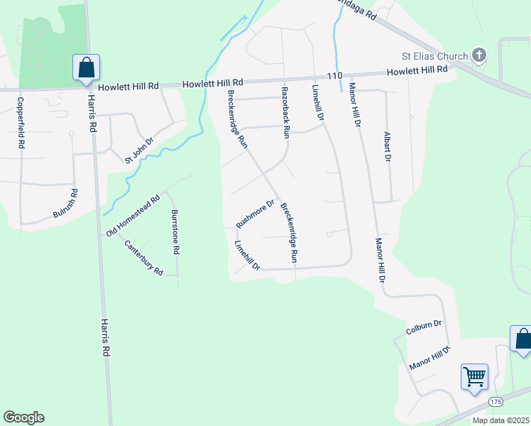map of restaurants, bars, coffee shops, grocery stores, and more near 4701 Rushmore Drive in Syracuse