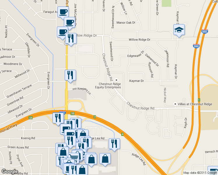 map of restaurants, bars, coffee shops, grocery stores, and more near 58 Chestnut Ridge Lane in Amherst