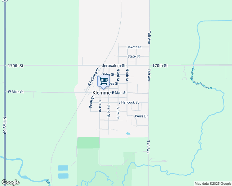 map of restaurants, bars, coffee shops, grocery stores, and more near State Highway 179 in Klemme