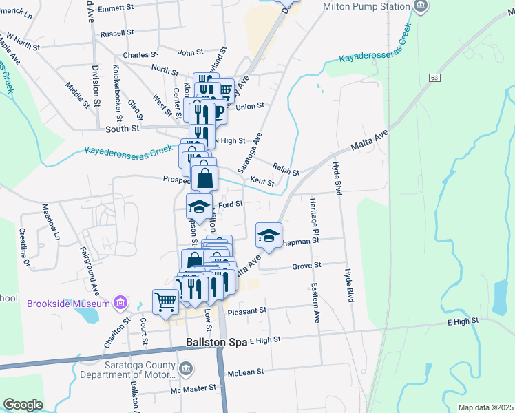 map of restaurants, bars, coffee shops, grocery stores, and more near 28 Mechanic Street in Ballston Spa