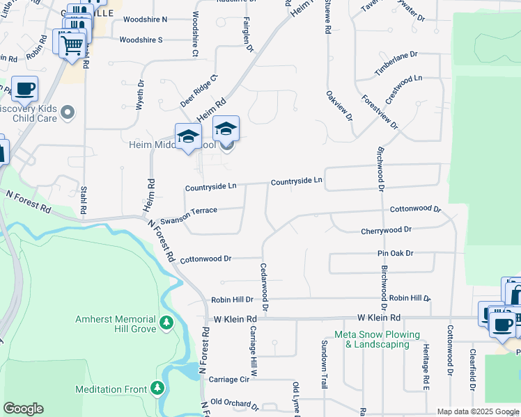 map of restaurants, bars, coffee shops, grocery stores, and more near 24 Rosewood Drive in Buffalo