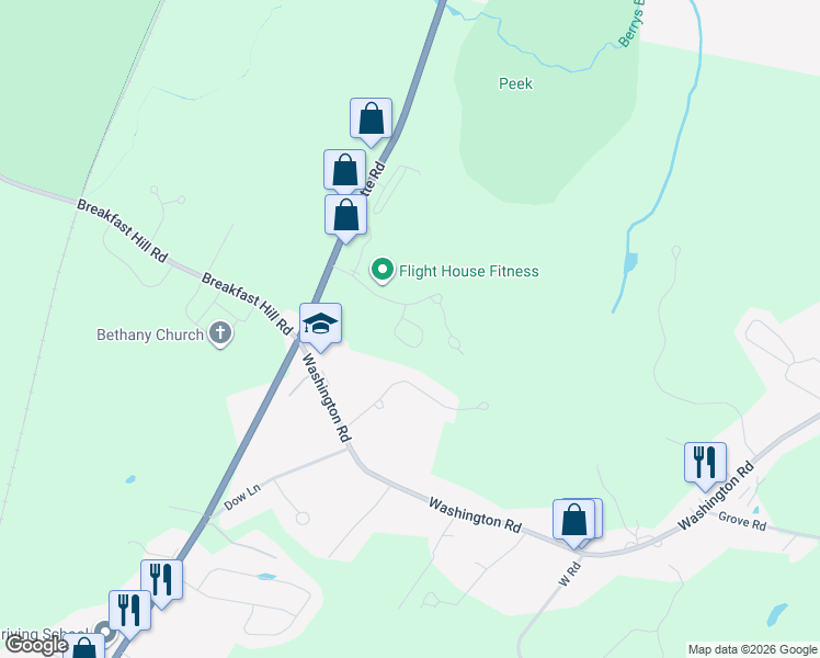 map of restaurants, bars, coffee shops, grocery stores, and more near 18 Random Road in Rye