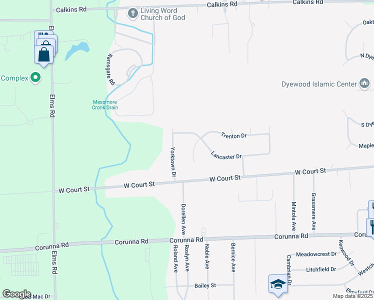 map of restaurants, bars, coffee shops, grocery stores, and more near 6238 Trenton Drive in Flint