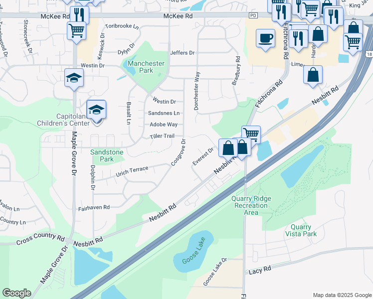 map of restaurants, bars, coffee shops, grocery stores, and more near 3802 Cosgrove Drive in Madison