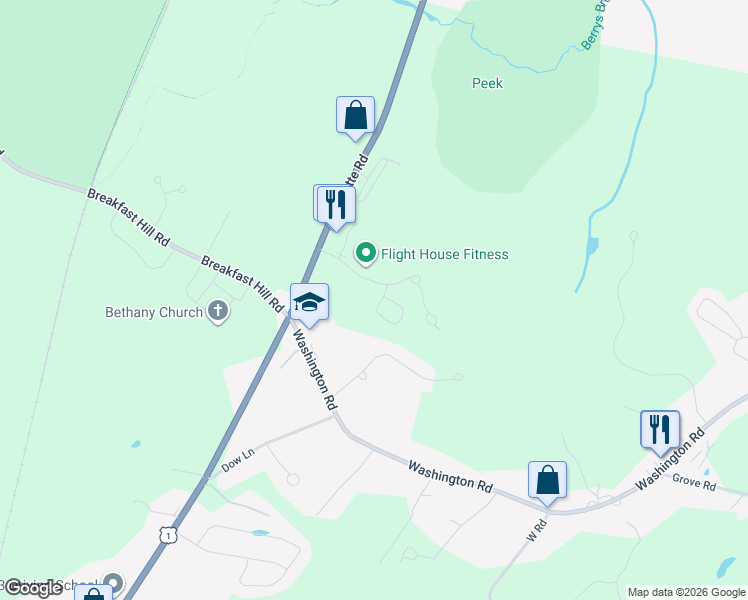 map of restaurants, bars, coffee shops, grocery stores, and more near 6 Airfield Drive in Rye