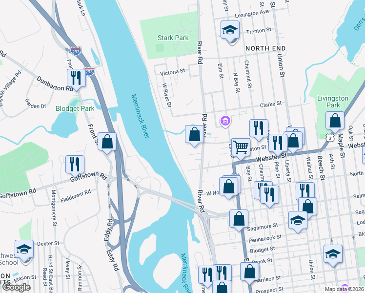 map of restaurants, bars, coffee shops, grocery stores, and more near 33 Andrew Street in Manchester