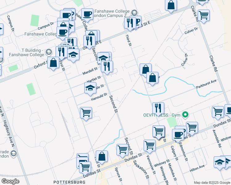map of restaurants, bars, coffee shops, grocery stores, and more near 1653 Hansuld Street in London