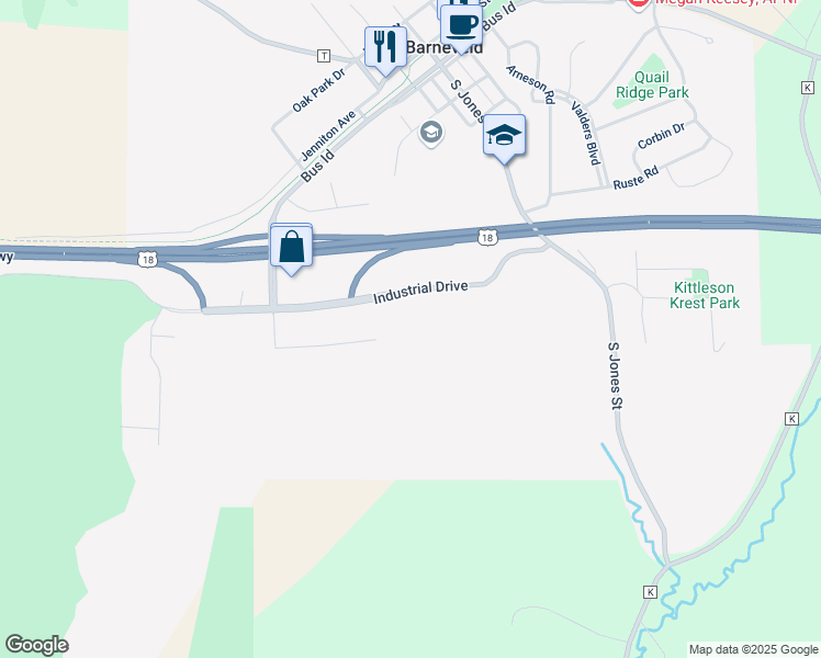 map of restaurants, bars, coffee shops, grocery stores, and more near 499 Industrial Drive in Barneveld