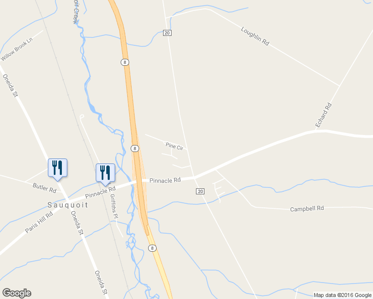 map of restaurants, bars, coffee shops, grocery stores, and more near 14 Pine Circle in Sauquoit