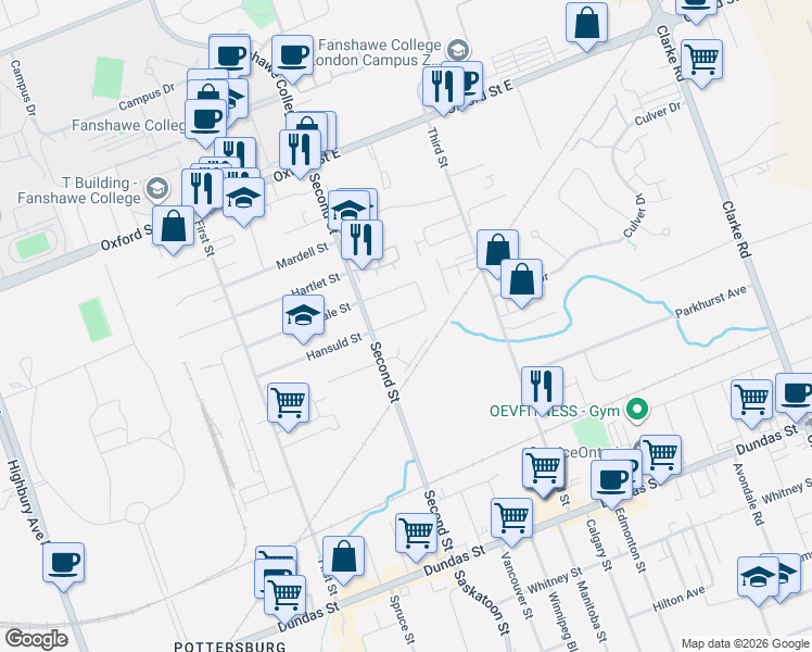 map of restaurants, bars, coffee shops, grocery stores, and more near in London