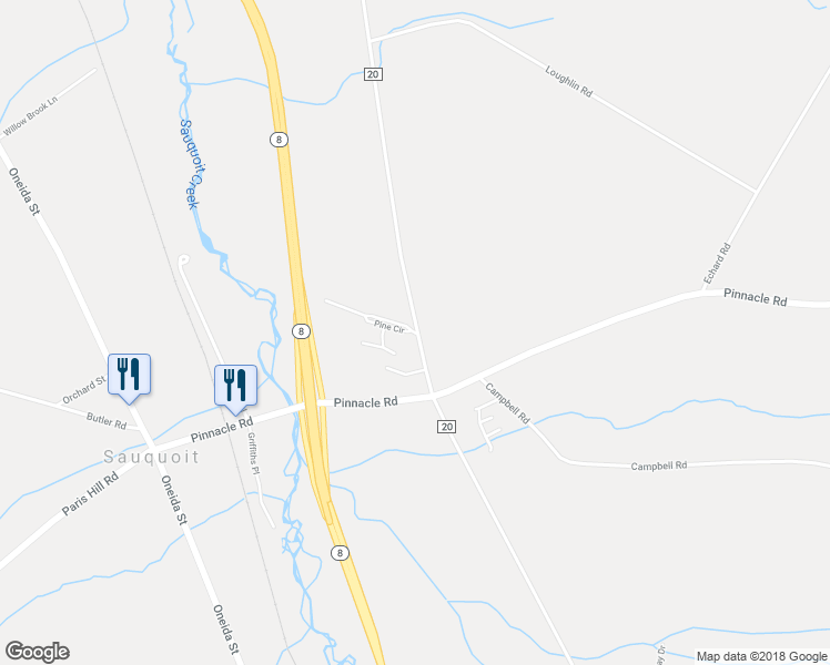 map of restaurants, bars, coffee shops, grocery stores, and more near 28 Pine Circle in Sauquoit
