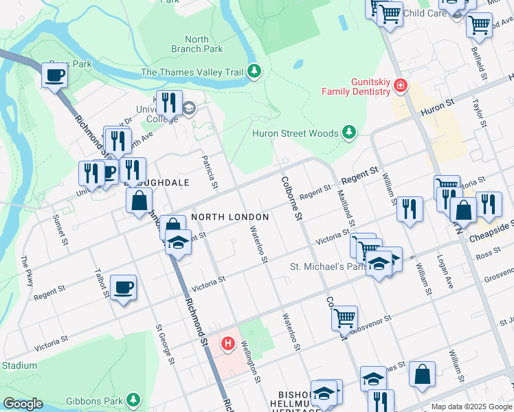 map of restaurants, bars, coffee shops, grocery stores, and more near 5 Clenray Place in London