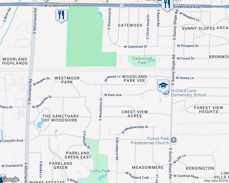 map of restaurants, bars, coffee shops, grocery stores, and more near 14685 West Rogers Drive in New Berlin