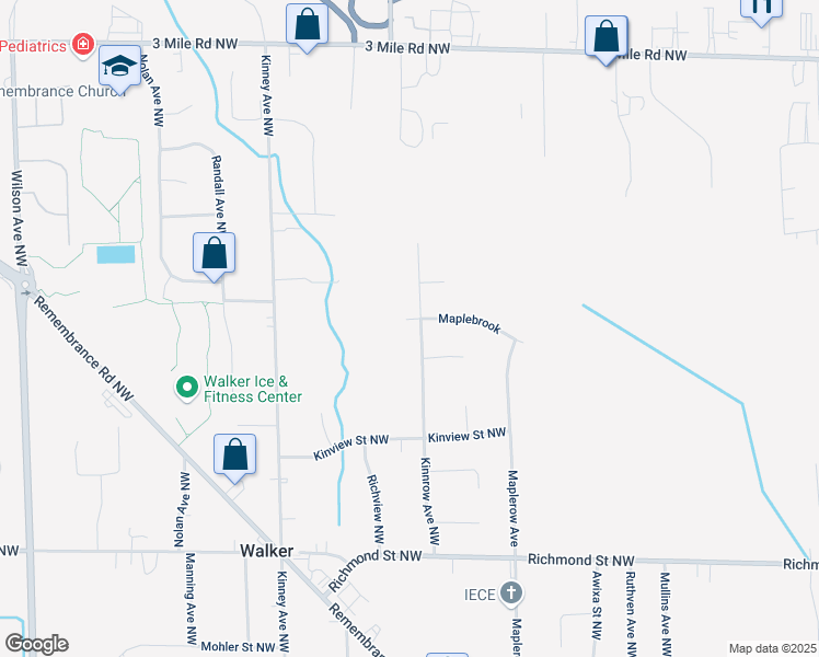 map of restaurants, bars, coffee shops, grocery stores, and more near 2355 Kinnrow Avenue Northwest in Grand Rapids
