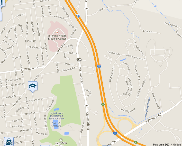 map of restaurants, bars, coffee shops, grocery stores, and more near 411A Kennard Road in Manchester