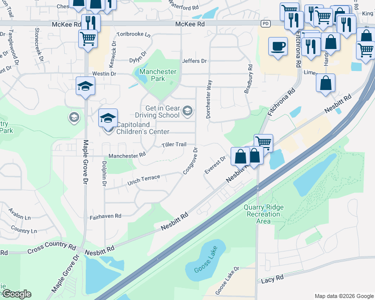 map of restaurants, bars, coffee shops, grocery stores, and more near 3802 Cosgrove Drive in Madison