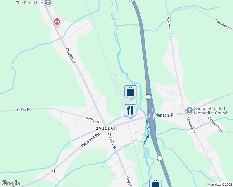 map of restaurants, bars, coffee shops, grocery stores, and more near 2985 Mill Place in Oneida County