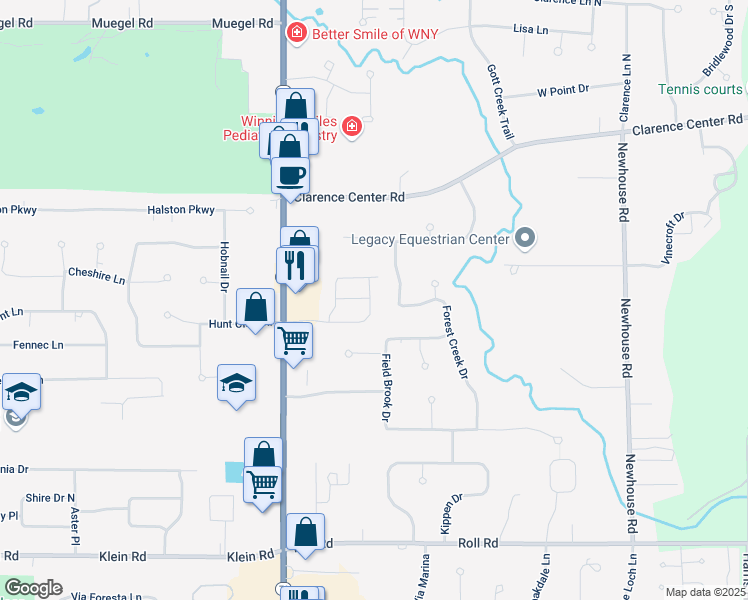 map of restaurants, bars, coffee shops, grocery stores, and more near 8088 Laurel Park Lane in East Amherst