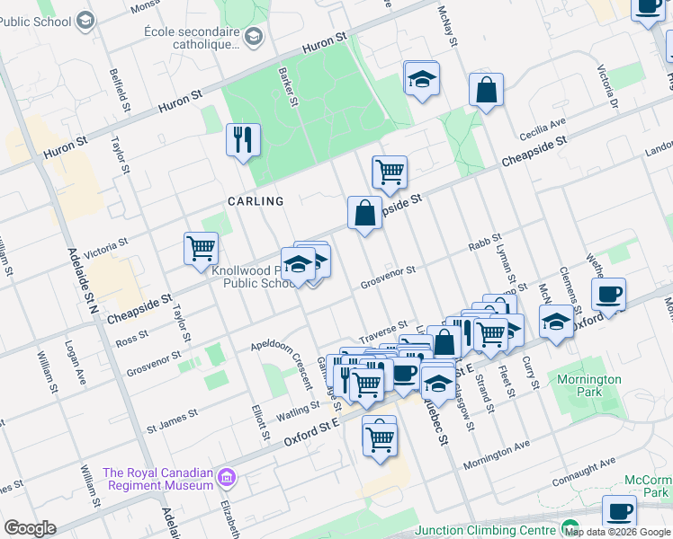 map of restaurants, bars, coffee shops, grocery stores, and more near 227 Sterling Street in London