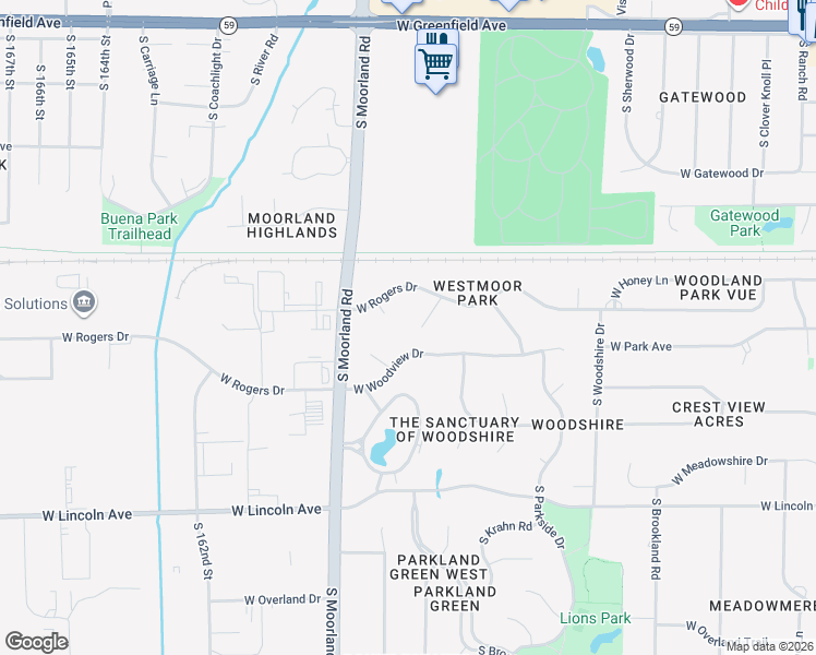 map of restaurants, bars, coffee shops, grocery stores, and more near 2003 South Valley Spring Drive in New Berlin