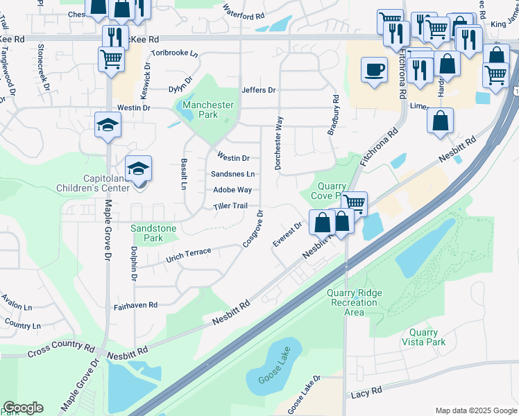 map of restaurants, bars, coffee shops, grocery stores, and more near 3802 Cosgrove Dr in Madison