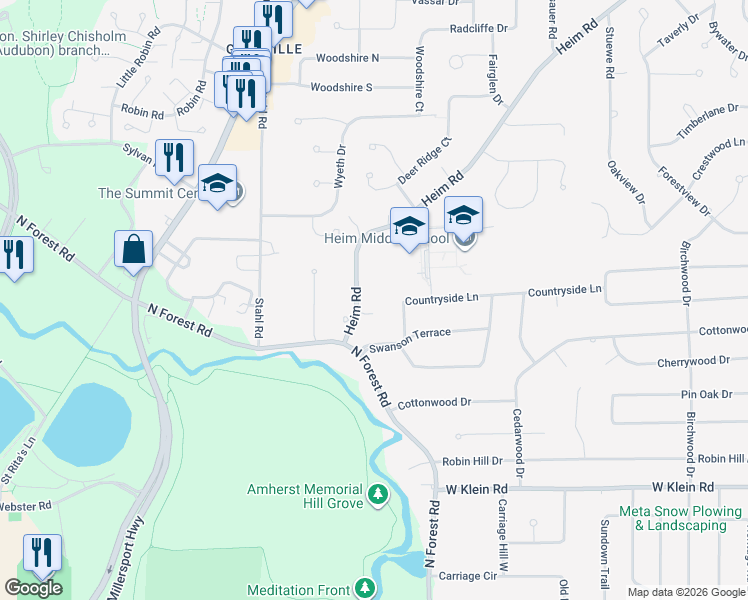 map of restaurants, bars, coffee shops, grocery stores, and more near 33 Heim Rd in Buffalo