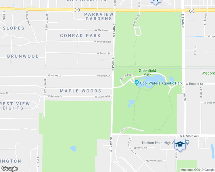 map of restaurants, bars, coffee shops, grocery stores, and more near 1959 South 124th Street in New Berlin