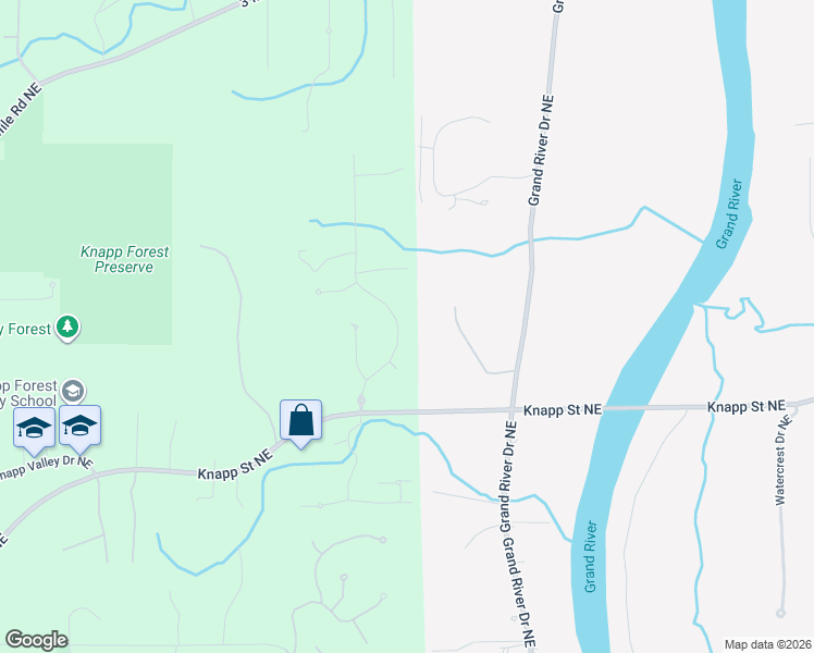 map of restaurants, bars, coffee shops, grocery stores, and more near 2506 Blackberry Ln NE in Grand Rapids