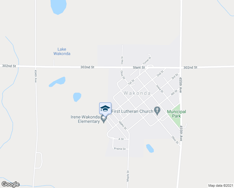 map of restaurants, bars, coffee shops, grocery stores, and more near 611 1st Street in Wakonda