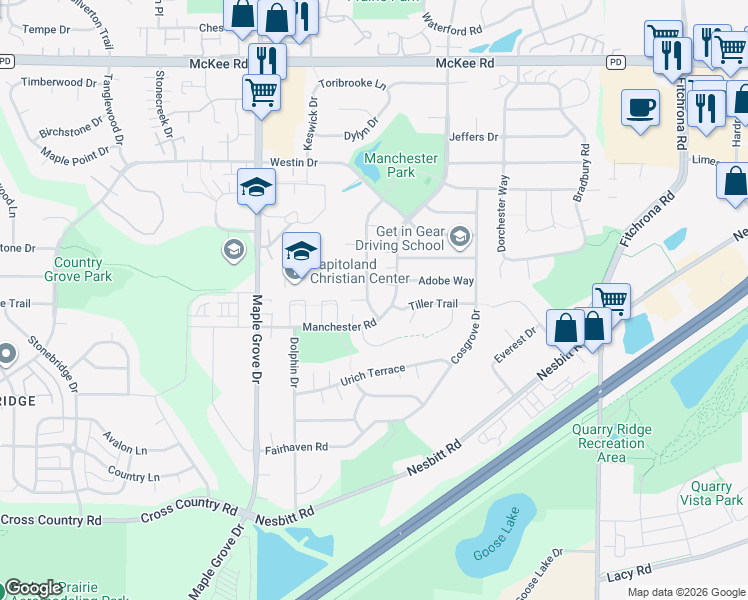 map of restaurants, bars, coffee shops, grocery stores, and more near 3730 Basalt Lane in Madison