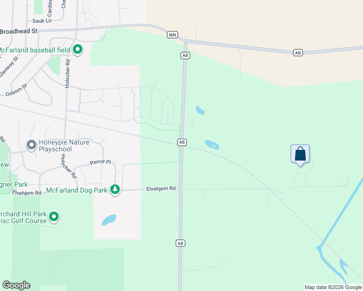 map of restaurants, bars, coffee shops, grocery stores, and more near 3001 County Highway AB in McFarland