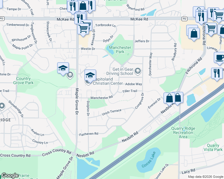 map of restaurants, bars, coffee shops, grocery stores, and more near 3730 Basalt Lane in Madison