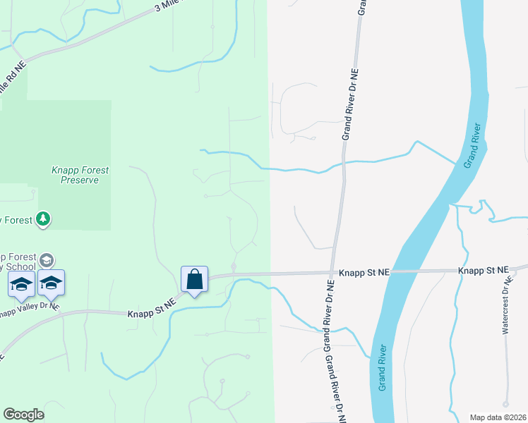map of restaurants, bars, coffee shops, grocery stores, and more near 2506 Blackberry Lane Northeast in Grand Rapids