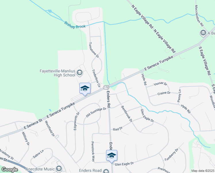 map of restaurants, bars, coffee shops, grocery stores, and more near East Seneca Turnpike & Enders Road in Onondaga County