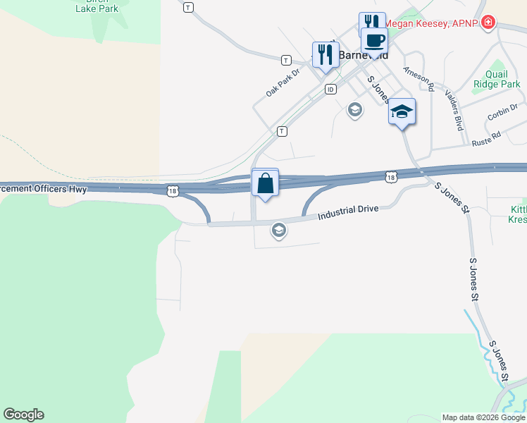 map of restaurants, bars, coffee shops, grocery stores, and more near 100 Ernie Drive in Barneveld