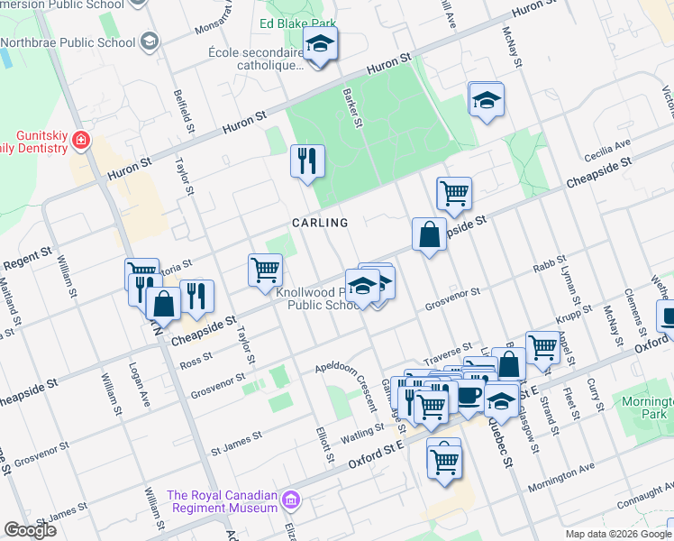 map of restaurants, bars, coffee shops, grocery stores, and more near 156 Harley Street in London