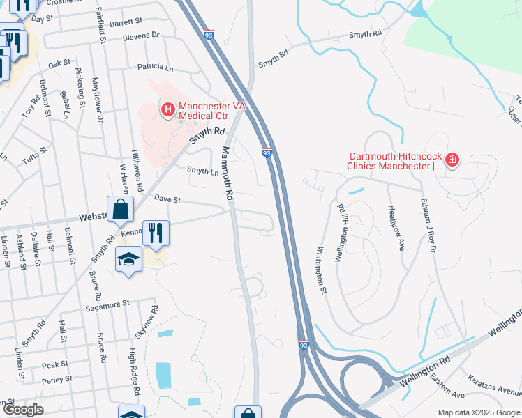 map of restaurants, bars, coffee shops, grocery stores, and more near 487 Kennard Road in Manchester