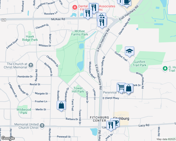 map of restaurants, bars, coffee shops, grocery stores, and more near 2807 Mickelson Parkway in Fitchburg