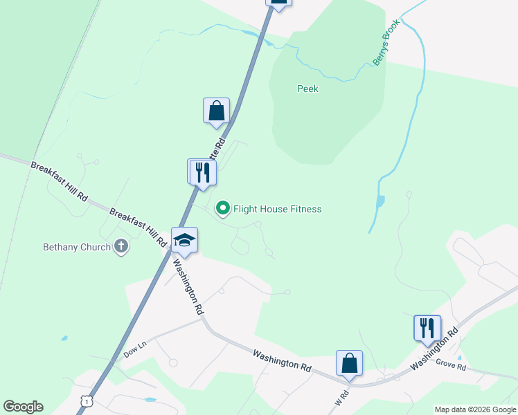 map of restaurants, bars, coffee shops, grocery stores, and more near 6 Airfield Drive in Rye