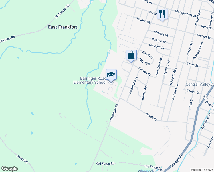 map of restaurants, bars, coffee shops, grocery stores, and more near 326 Barringer Road in Ilion