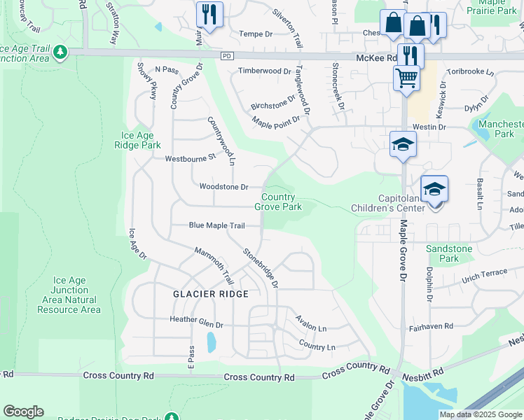 map of restaurants, bars, coffee shops, grocery stores, and more near 6927 East Pass in Madison