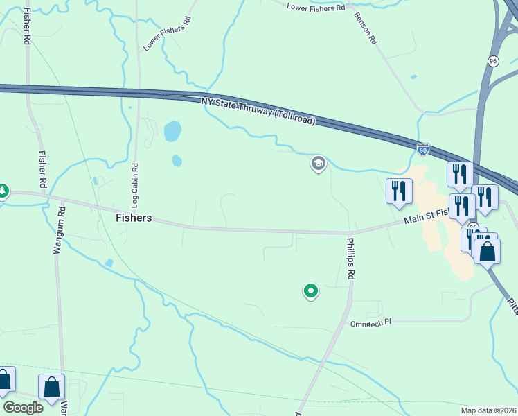 map of restaurants, bars, coffee shops, grocery stores, and more near 618 High Street in Victor