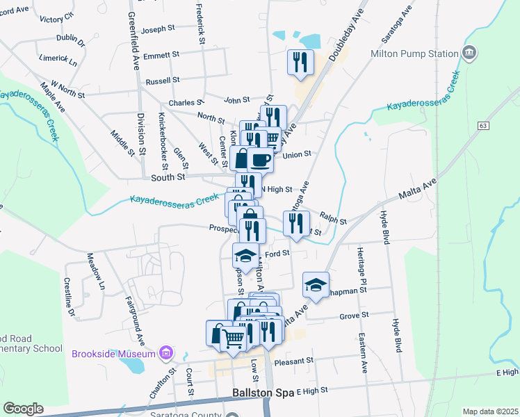 map of restaurants, bars, coffee shops, grocery stores, and more near 328 Milton Avenue in Ballston Spa