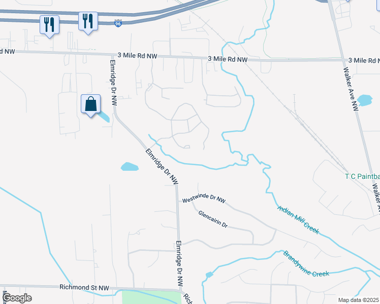 map of restaurants, bars, coffee shops, grocery stores, and more near 2461 Vista Point Court in Walker