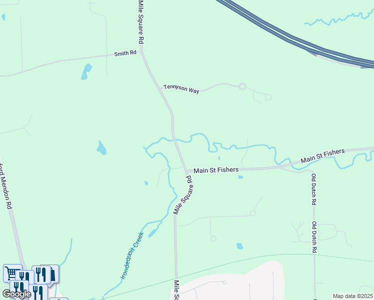 map of restaurants, bars, coffee shops, grocery stores, and more near 1011 Mile Square Road in Pittsford