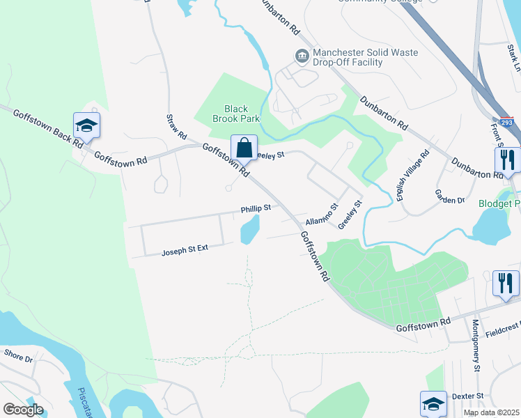 map of restaurants, bars, coffee shops, grocery stores, and more near 70 Phillip Street in Manchester