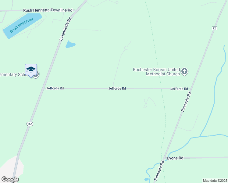 map of restaurants, bars, coffee shops, grocery stores, and more near 203 Jeffords Road in Rush